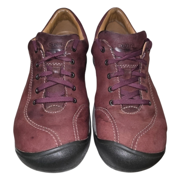 Keen Presidio II Red Leather Lace-up Comfort Sneakers Wide Toebox 9 Women's - Picture 6 of 11